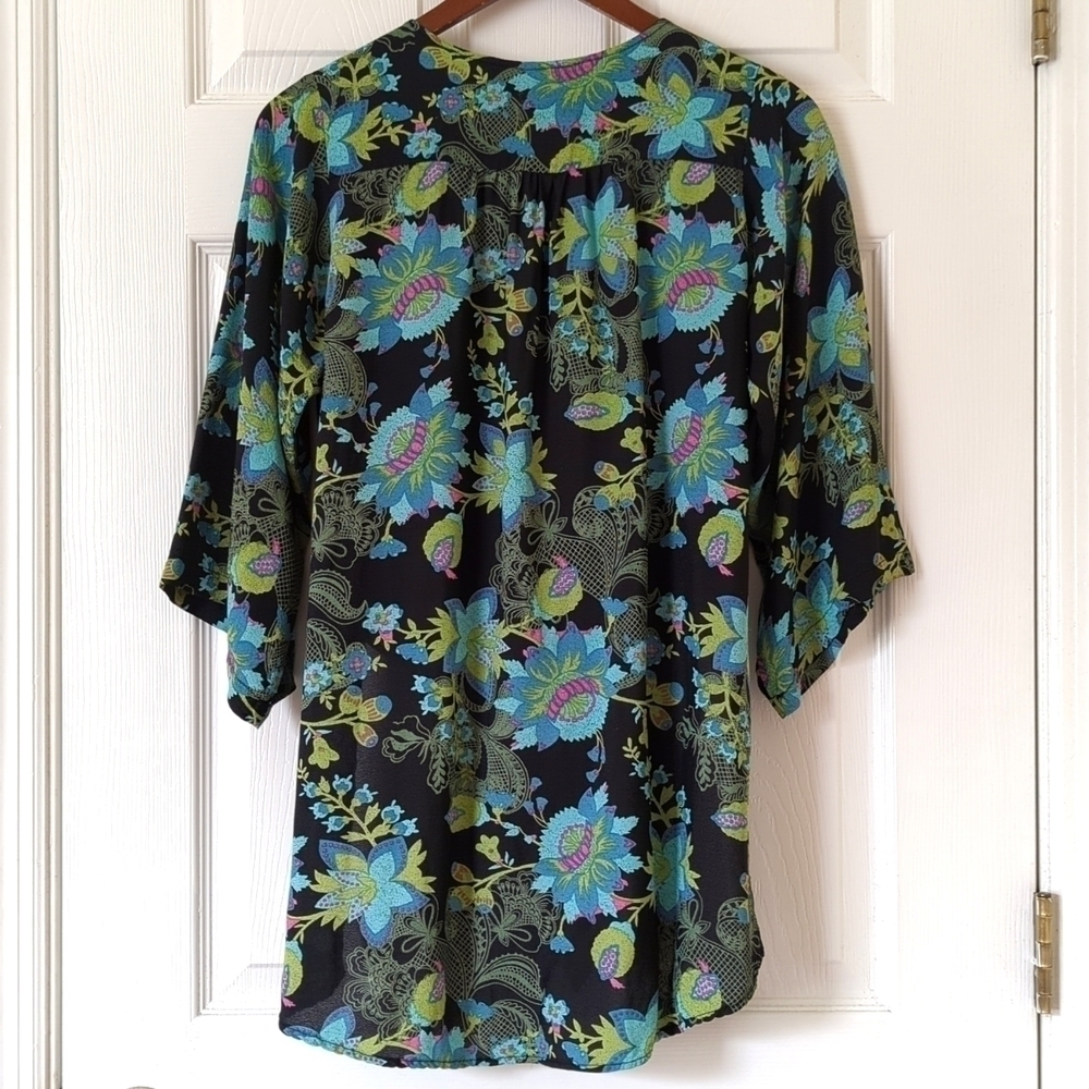Love Lucy Love The Weekender Floral Tie Front Quarter Sleeve Kimono Cardigan XS - Picture 13 of 14